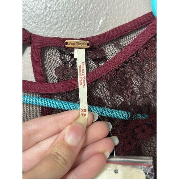 NWT Free People Marlie Garnet Lace Detailing Mini Burgundy Dress Women's XS - Picture 6 of 15